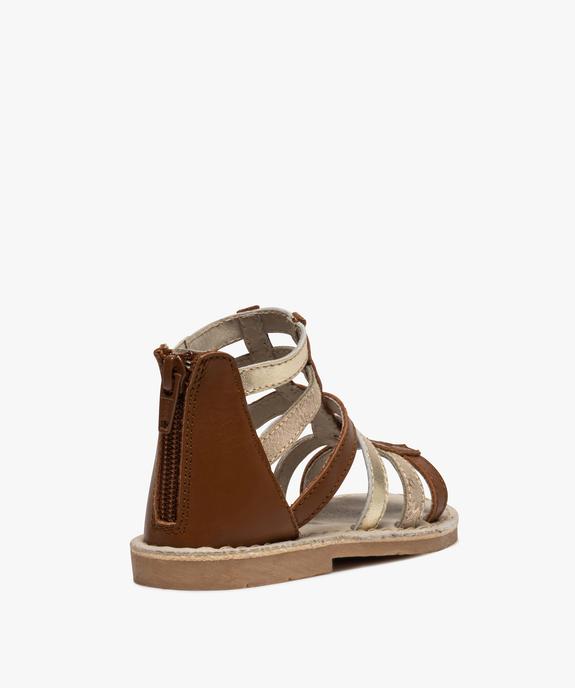 Sandales fille style spartiates à brides métallisées en cuir vue4 - GEMO (ENFANT) - GEMO