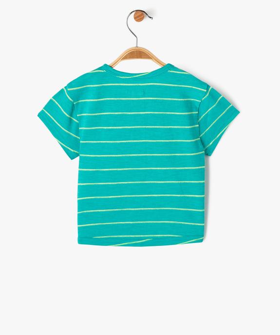 Tee-shirt à manches courtes rayé col tunisien bébé garçon vue4 - GEMO 4G BEBE - GEMO
