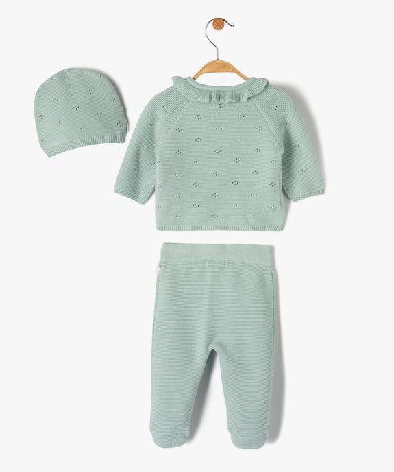 Ensemble bébé 3 pièces : gilet + pantalon + bonnet en tricot - LuluCastagnette vue4 - LULUCASTAGNETTE - GEMO