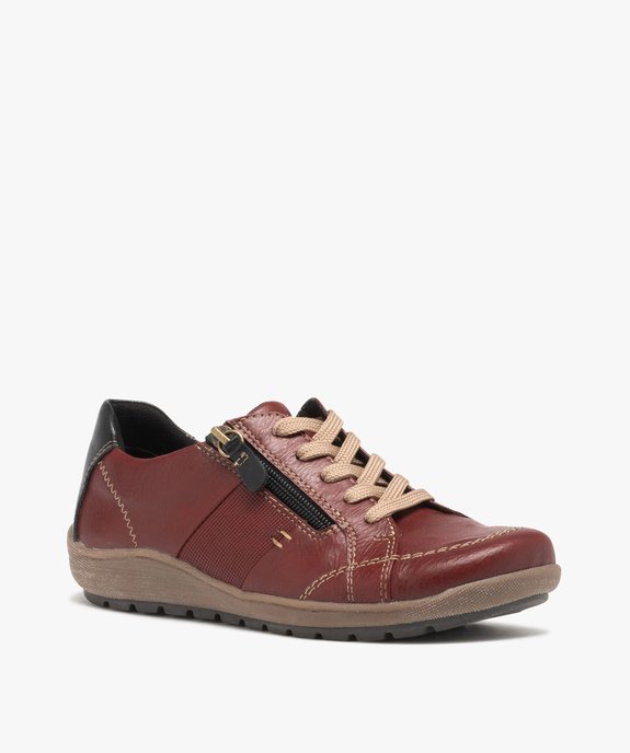 Derbies femme confort dessus uni à zip et à lacets - Softrelax vue2 - SOFTRELAX - GEMO