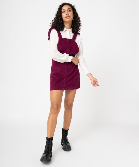 Robe femme en velours côtelé forme salopette vue1 - GEMO(FEMME PAP) - GEMO