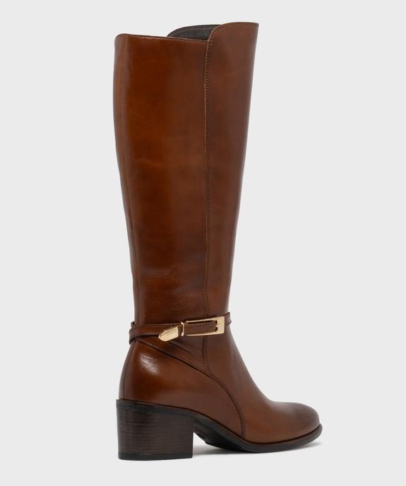 Bottes dessus cuir avec bride cheville à boucle métallique femme - Tanéo vue4 - TANEO - GEMO