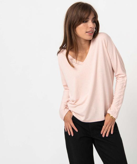 Tee-shirt femme à manches longues en maille scintillante vue1 - GEMO(FEMME PAP) - GEMO