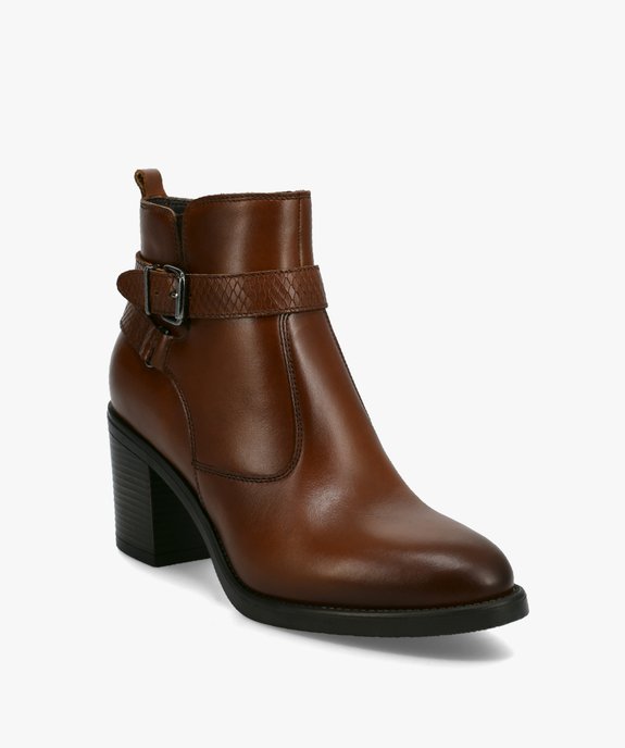 Boots femme à talon dessus cuir et bride fantaisie - Tanéo vue2 - TANEO - GEMO