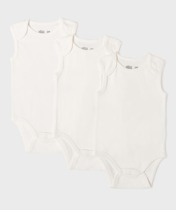 Bodies bébé sans manches (lot de 3) 100% coton biologique vue3 - GEMO 4G BEBE - GEMO