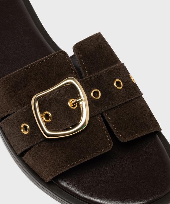 Mules en cuir suédé à bout ouvert femme - Tanéo vue6 - TANEO - GEMO