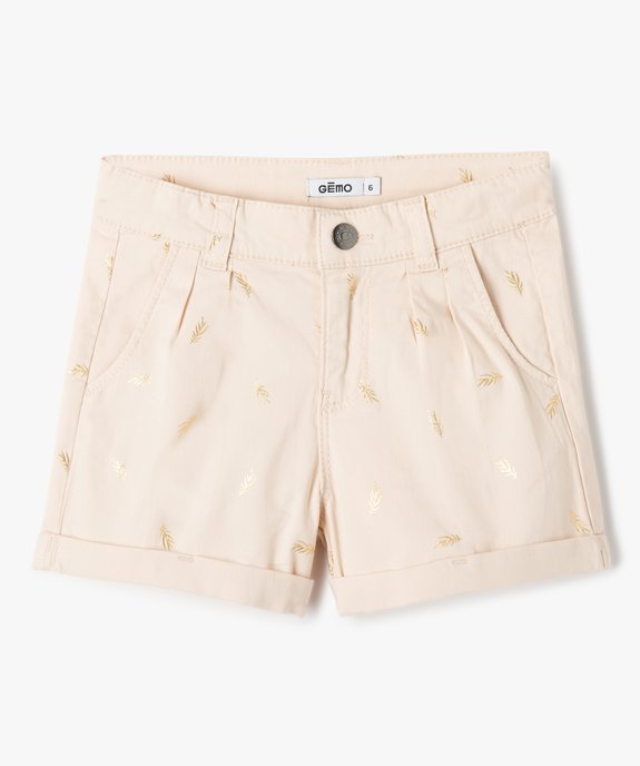 Short fille large en toile de coton avec motifs scintillants vue1 - GEMO 4G FILLE - GEMO