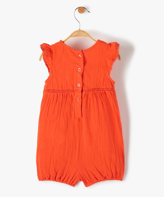 Combishort bébé fille en gaze de coton look barboteuse - LuluCastagnette vue3 - LULUCASTAGNETTE - GEMO