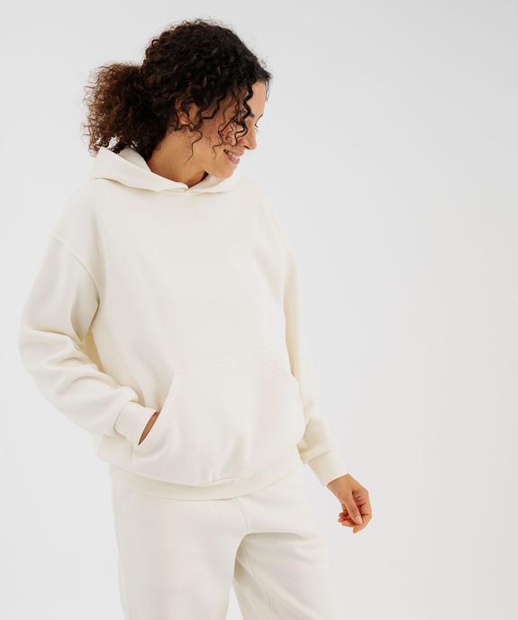 Sweat à capuche en molleton uni femme vue2 - GEMO 4G FEMME - GEMO