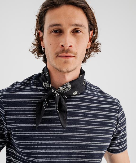 Tee-shirt manches courtes rayé en maille piquée homme vue2 - GEMO 4G HOMME - GEMO