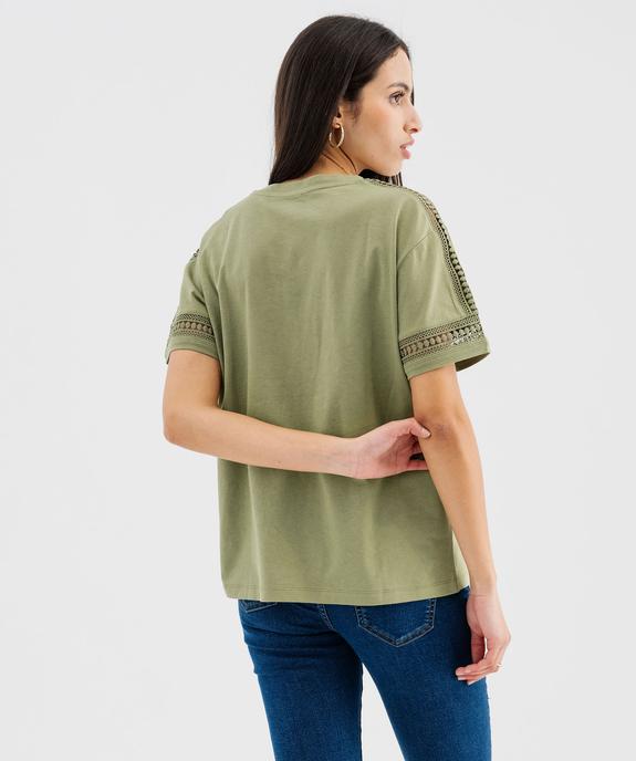 Tee-shirt manches courtes avec détails brodés femme vue3 - GEMO 4G FEMME - GEMO