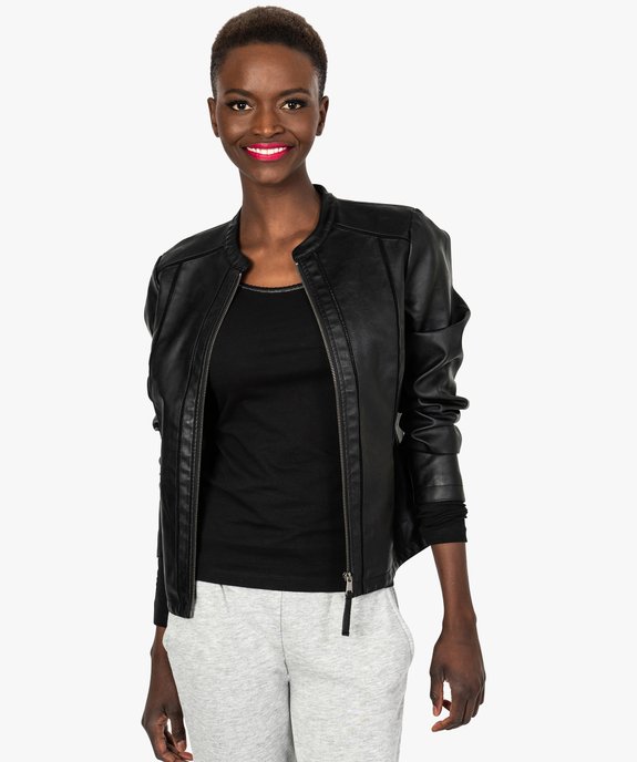 Veste femme imitation cuir avec finitions ajourées vue1 - GEMO(FEMME PAP) - GEMO