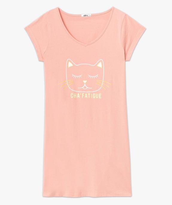 Chemise de nuit femme à manches courtes et col V vue4 - GEMO(HOMWR FEM) - GEMO