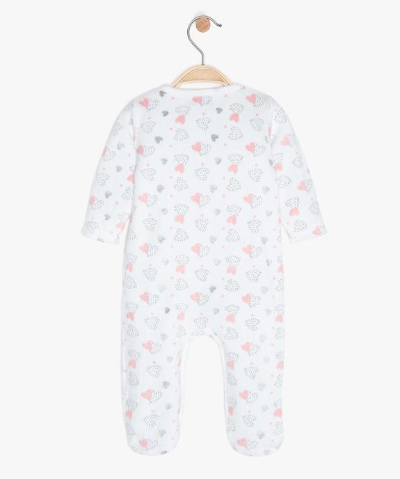 Pyjama bébé fille en velours avec nœuds et paillettes vue2 - GEMO(BB COUCHE) - GEMO