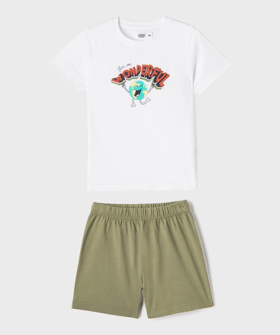 Pyjashort en coton bicolore garçon vue1 - GEMO 4G GARCON - GEMO