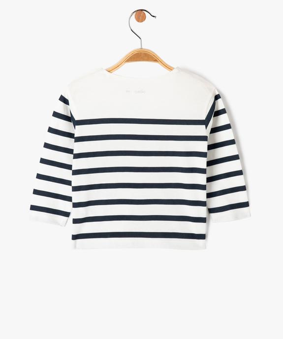 Tee-shirt à manches longues rayé bébé fille vue4 - GEMO(BEBE DEBT) - GEMO