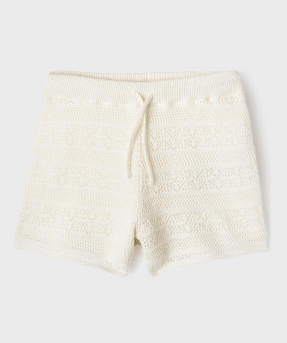 Short en maille ajourée avec ceinture élastique fille vue1 - GEMO (ENFANT) - GEMO