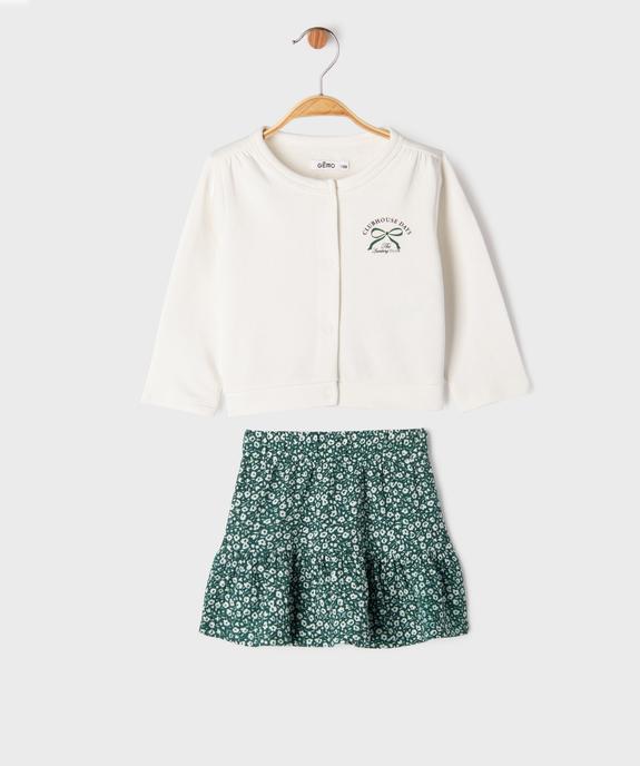 Ensemble 2 pièces jupe + gilet bébé fille vue2 - GEMO(BEBE DEBT) - GEMO