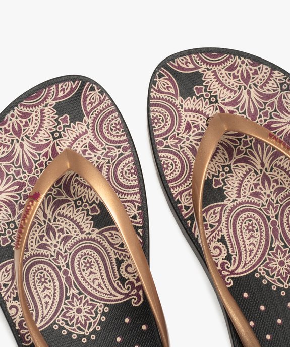 Tongs femme à semelle imprimée et brides fines - Copacabana Motif indien vue3 - COPACABANA - GEMO