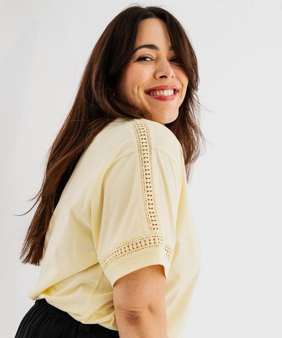 Tee-shirt manches courtes avec détails brodés femme grande taille vue3 - GEMO 4G GT - GEMO