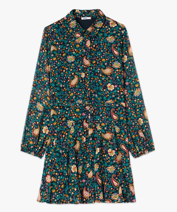 Robe chemise manches longues en voile imprimé et pailleté femme vue4 - GEMO 4G FEMME - GEMO