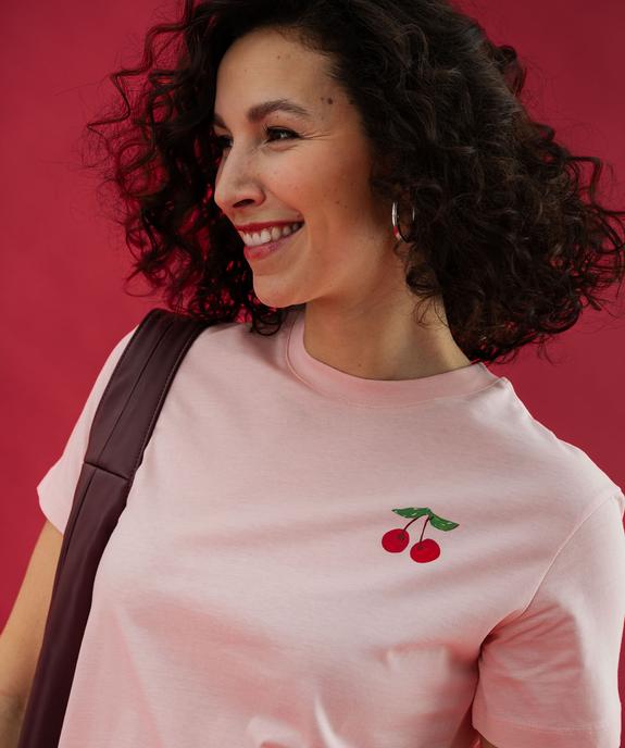 Tee-shirt manches courtes avec motifs cerises femme vue4 - GEMO(FEMME PAP) - GEMO