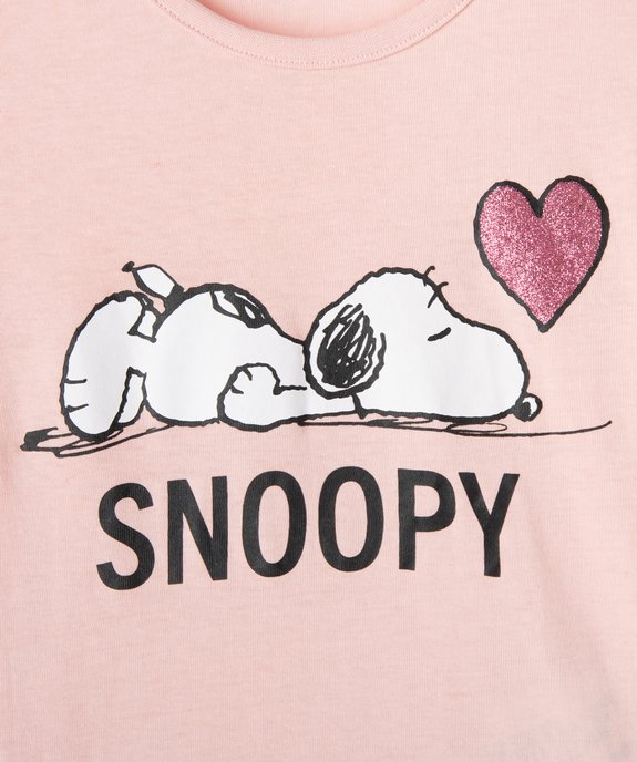 Tee-shirt fille à manches longues grand imprimé à paillettes Snoopy – Peanuts vue2 - SNOOPY - GEMO