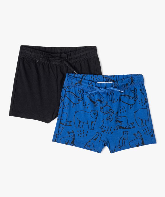 Short bébé garçon en jersey à taille élastiquée (lot de 2) vue1 - GEMO(BEBE DEBT) - GEMO