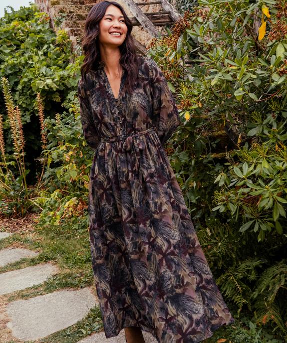 Robe longue en voile à motifs fleuris femme vue2 - GEMO 4G FEMME - GEMO