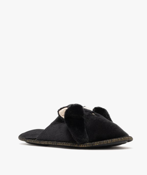 Chaussons mules en velours motif chat femme vue1 - GEMO(HOMWR FEM) - GEMO