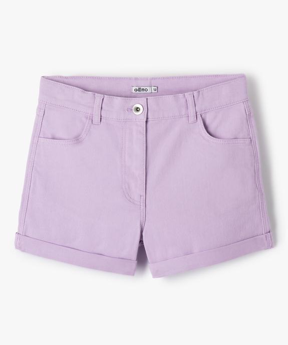Short en denim avec revers cousus fille vue1 - GEMO (JUNIOR) - GEMO
