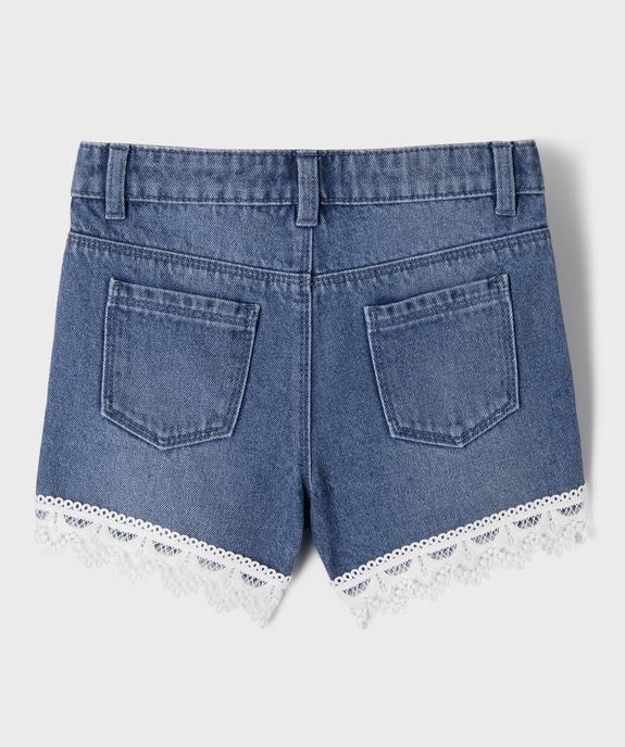 Short en jean avec finitions en dentelle avec taille ajustable fille vue4 - GEMO 4G FILLE - GEMO