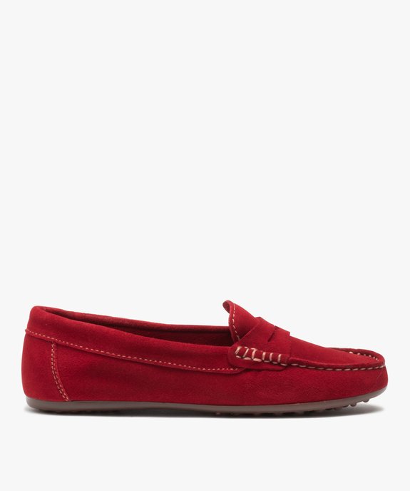 Mocassins femme confort unis en cuir velours  vue2 - GEMO (CASUAL) - GEMO