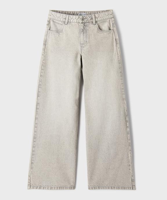 Jean loose délavé avec taille ajustable fille vue1 - GEMO (JUNIOR) - GEMO
