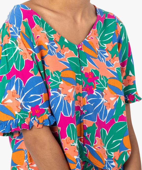 Blouse imprimée à manches courtes coupe courte femme vue2 - GEMO 4G FEMME - GEMO
