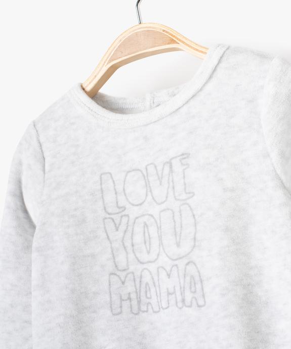 Pyjama bébé en velours à message vue2 - PREMIER PRIX BY GEMO - GEMO