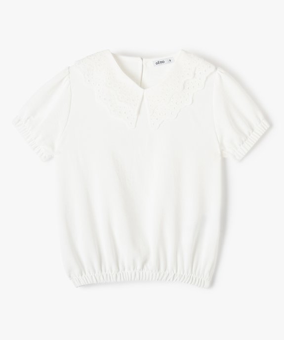 Blouse fille à grand col dentelle et manches ballons vue1 - GEMO (ENFANT) - GEMO