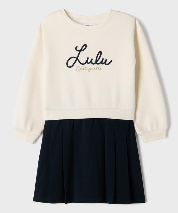 Robe bicolore avec inscription brodée fille - LuluCastagnette vue2 - LULUCASTAGNETTE - GEMO