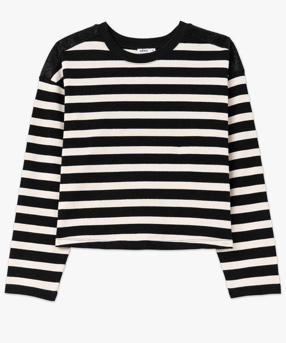Sweat rayé ample et court avec strass sur les épaules femme vue4 - GEMO(FEMME PAP) - GEMO