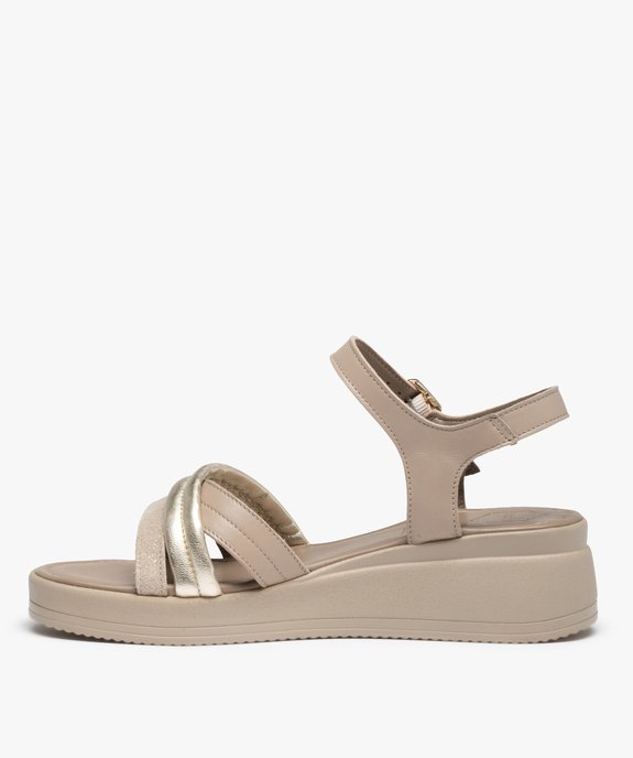 Sandales femme à talon et dessus cuir retourné – Tanéo vue3 - TANEO - GEMO