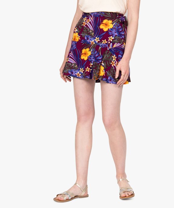 Jupe-short femme fluide motif fleuri vue1 - GEMO(FEMME PAP) - GEMO