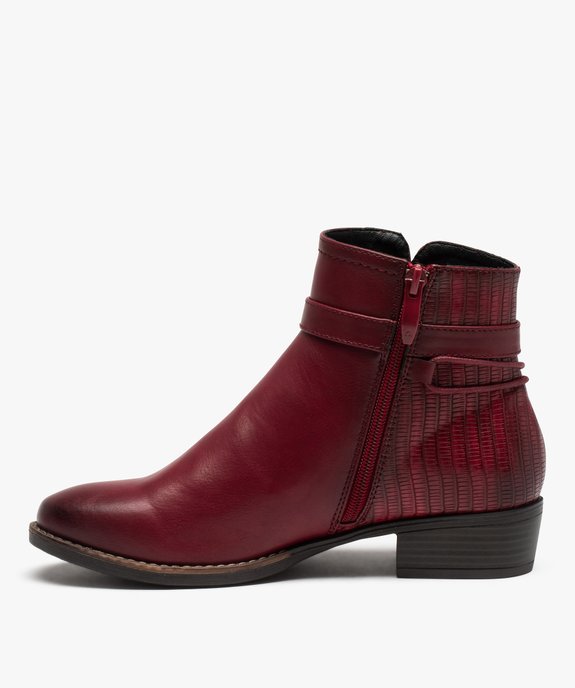 Boots femme à talon plat unies à bride décorative vue3 - GEMO (CASUAL) - GEMO