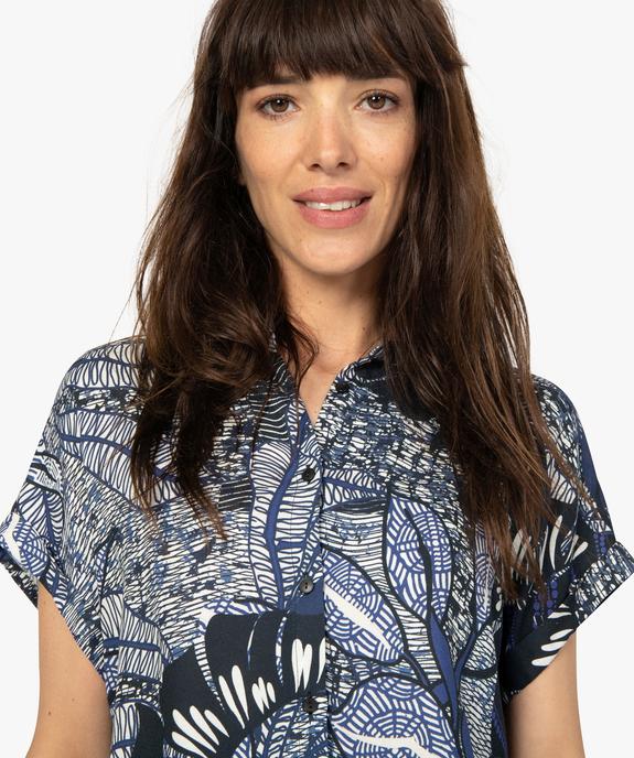 Chemise femme imprimée à manches courtes et bas élastiqué vue2 - GEMO(FEMME PAP) - GEMO