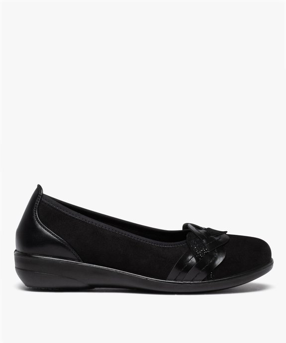 Ballerines femme confort en suédine avec bride tressée vue1 - GEMO 4G FEMME - GEMO