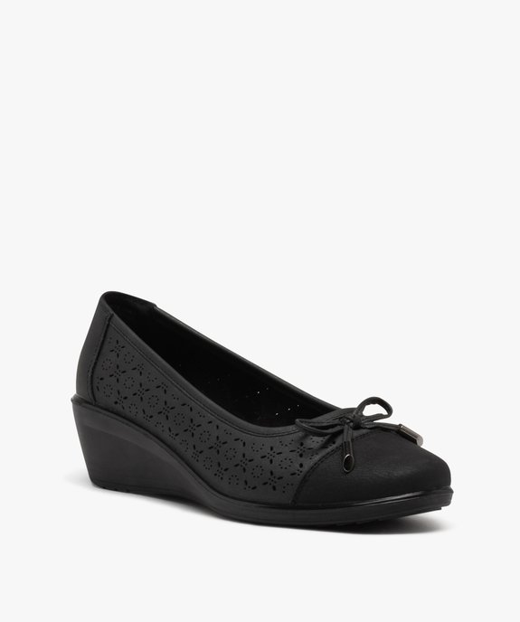 Escarpins femme confort unis à semelle compensée avec motifs ajourés  vue2 - GEMO 4G FEMME - GEMO