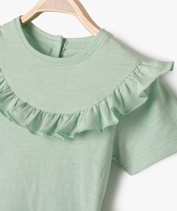 Tee-shirt manches courtes à plastron volanté bébé fille vue2 - GEMO(BEBE DEBT) - GEMO