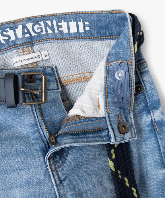 Jean slim stretch à taille ajustable avec ceinture tressée garçon - LuluCastagnette vue3 - LULUCASTAGNETTE - GEMO