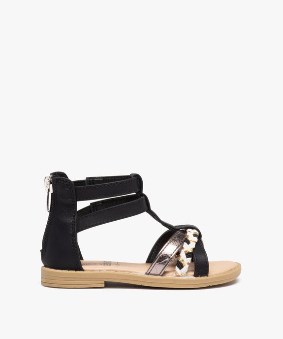 Sandales fille zippées à tige montante et brides métallisées vue1 - GEMO (ENFANT) - GEMO