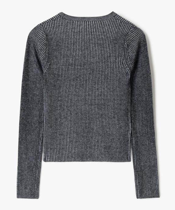 Pull en maille côtelée bicolore à col rond fille vue3 - GEMO (JUNIOR) - GEMO