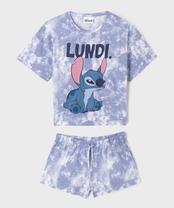 Pyjashort tie-and-dye imprimé Stitch fille - Disney vue1 - LILO & STITCH - GEMO